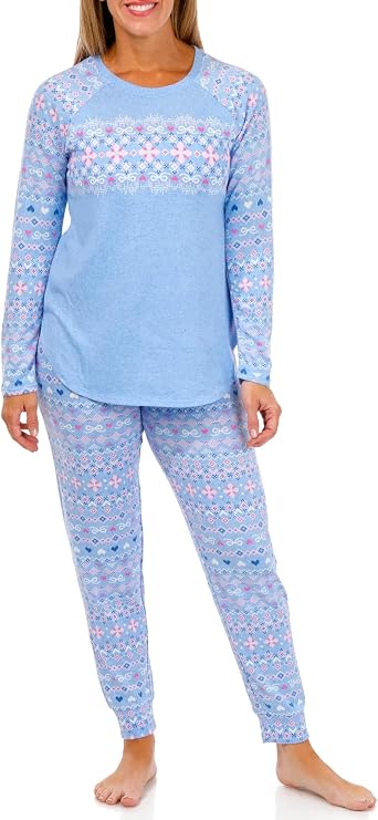 CUDDL DUDS Long Sleeve Knit Pajama Set in Brushed Sweater PERI FAIR ISLE S
