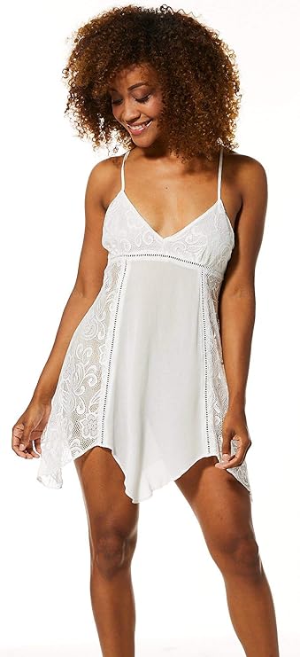 LINEA DONATELLA Lace Trimmed Bridal Babydoll WHITE L