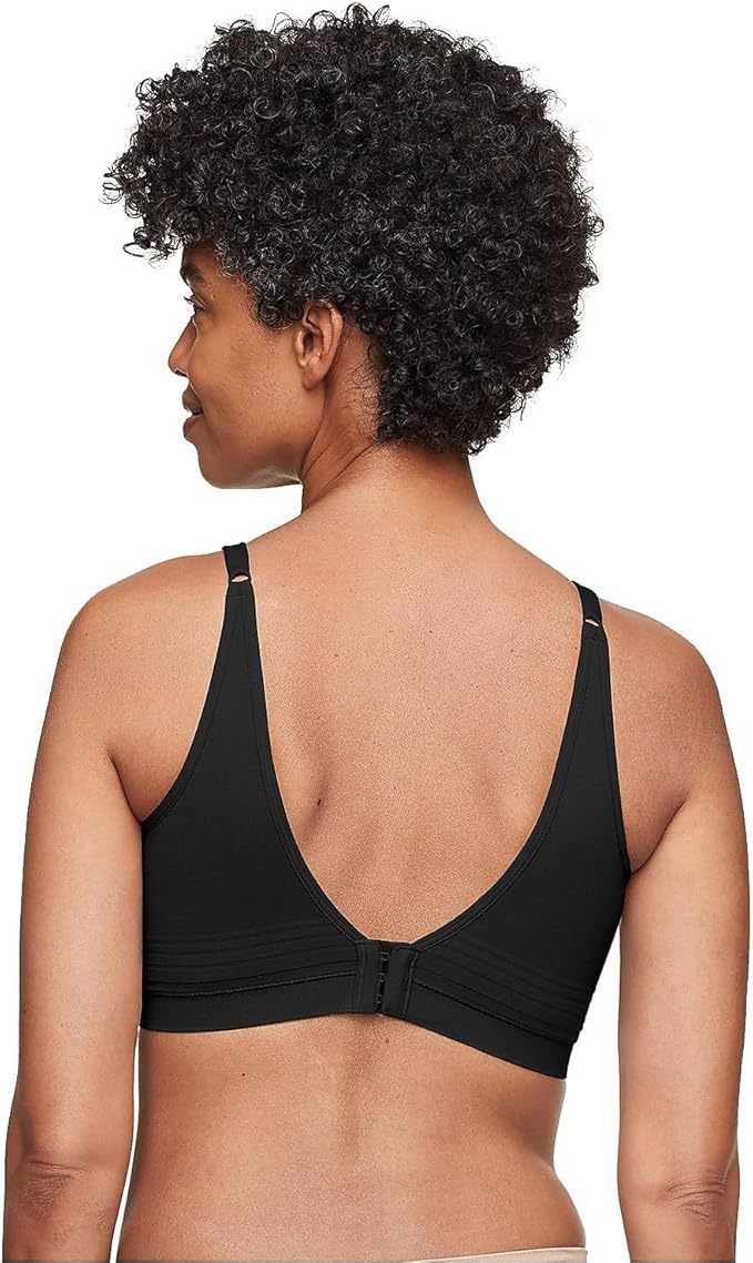 WARNER'S Easy Does It Allover Smoothing Seamless Longline Bra BLACK S