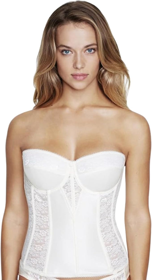DOMINIQUE Lace Longline Corset Bustier Bra Strapless Bra Seamless WHITE 34DD