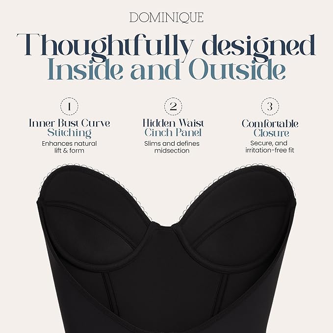 DOMINIQUE Noemi Backless Strapless Bustier Bridal Bra BLACK 36C