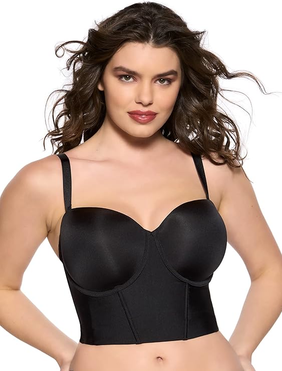 FELINA Body Veil Longline Strapless Bra Seamless Adjustable BLACK 38C