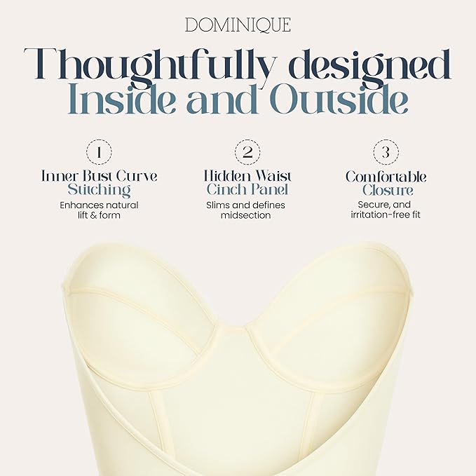 DOMINIQUE Backless Strapless Bustier Bridal Bra IVORY 42F