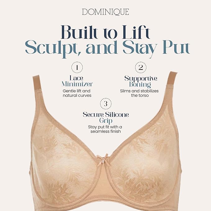 DOMINIQUE Seamless Full Figure Underwire Lingerie for Women BEIGE 44DD