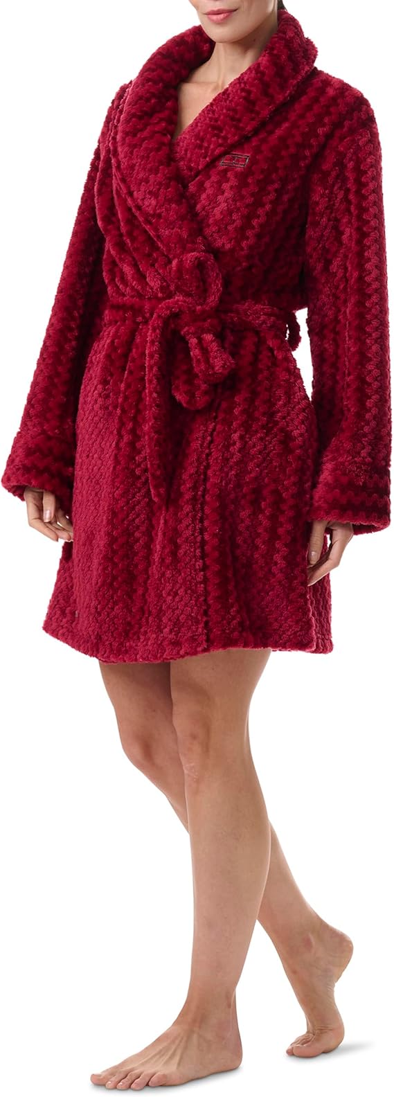 TOMMY HILFIGER Long Sleeve Plush Robe RED S/M