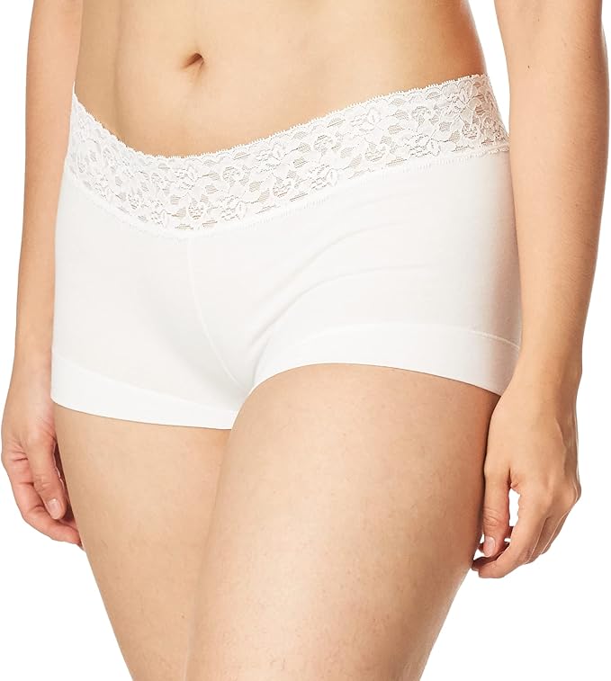 MAIDENFORM Dream Cotton With Lace Boyshort WHITE M