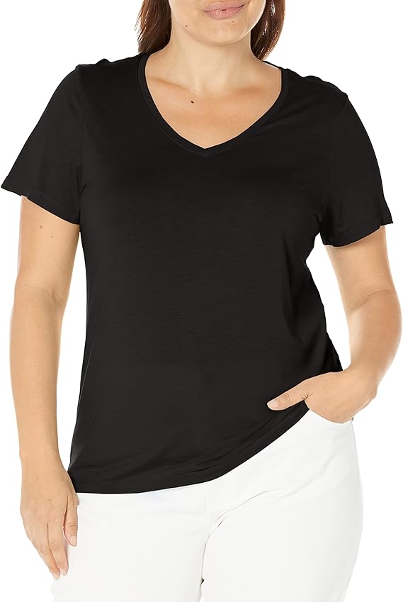 HUE Sleepwell Solid V-Neck T-Shirt BLACK L