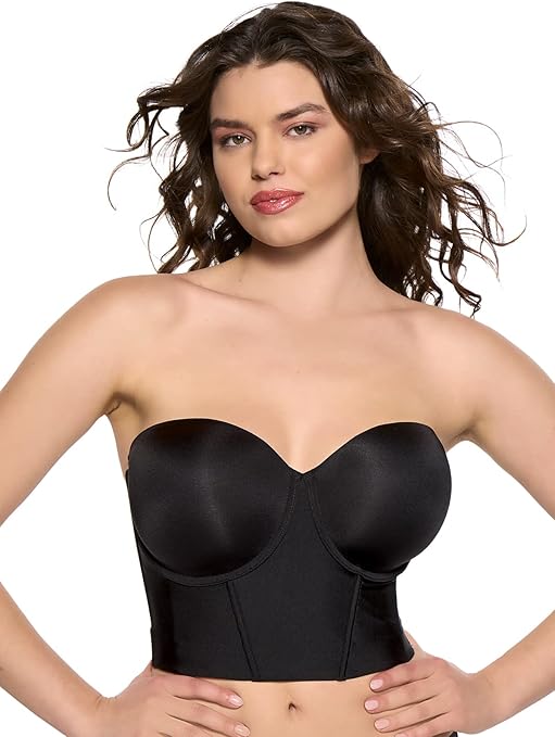 FELINA Body Veil Longline Strapless Bra Seamless Adjustable BLACK 38C