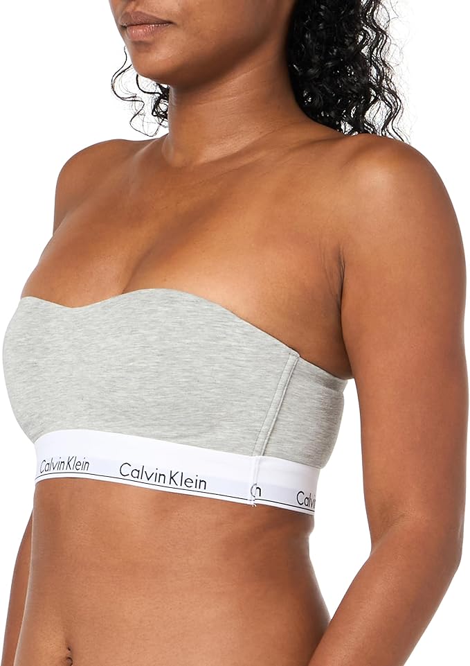 CALVIN KLEIN Modern Cotton Lightly Lined Bandeau Bra GREY L