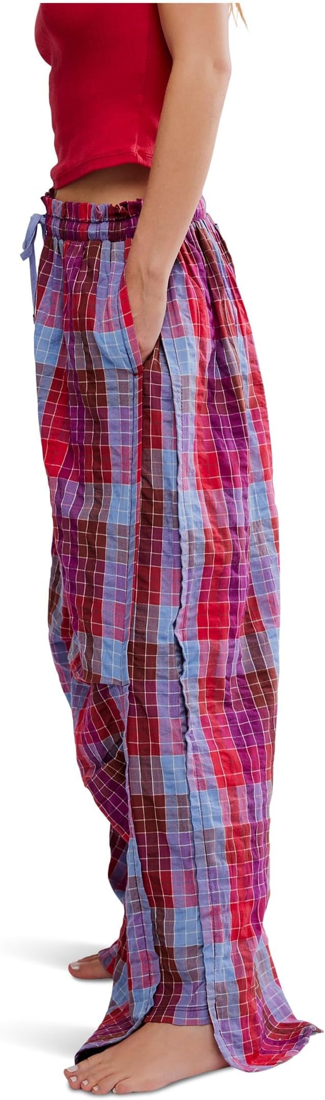 FREE PEOPLE Find The Time Lounge Pant MAROON COMBO M