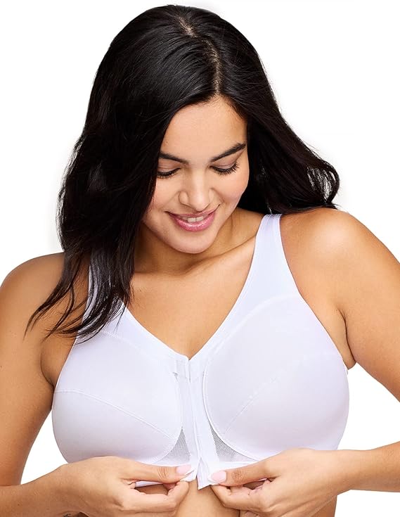 GLAMORISE Plus Size MagicLift Front-Closure Posture Back Bra Wirefree WHITE 52D