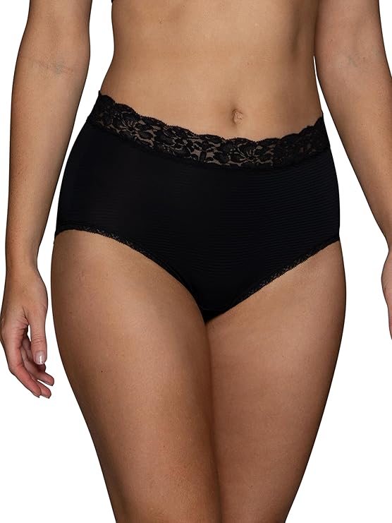 VANITY FAIR Flattering Lace Panties MIDNIGHT BLACK 2XL