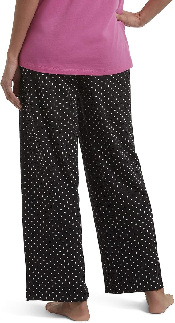 HUE Long Sleepwell Basic Printed Knit Performance Sleep Pajama Pant BLACK XL