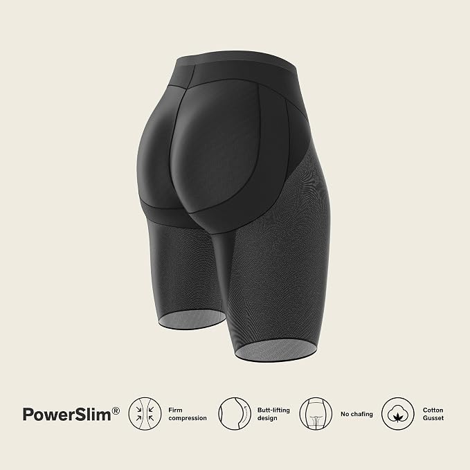 LEONISA Firm Compression Butt Lifter Shaper Shorts BLACK L