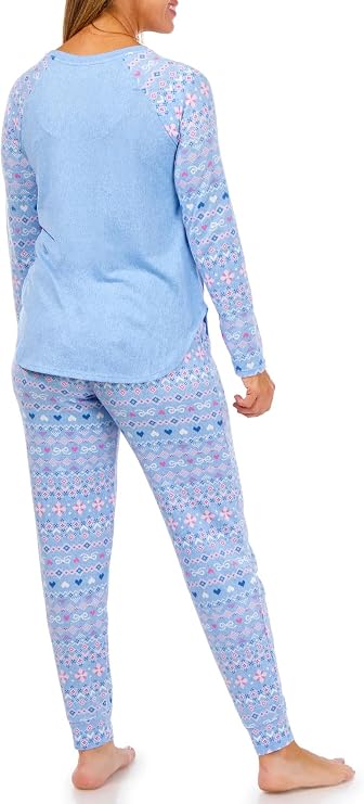 CUDDL DUDS Long Sleeve Knit Pajama Set in Brushed Sweater PERI FAIR ISLE S