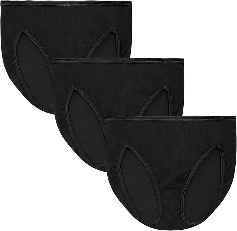 VANITY FAIR Illumination Hi Cut Panties Pack 3 BLACK XL