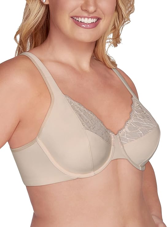 VANITY FAIR Flattering Lace Full Figure Minimizer Underwire Bra NATURAL LACE 44C