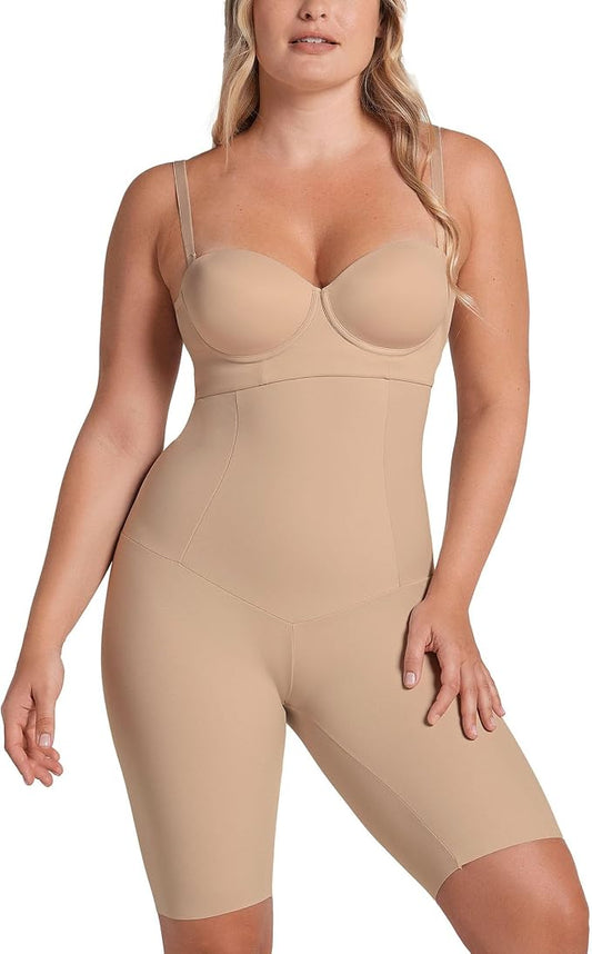 LEONISA High-Waisted Firm Compression Shaper Short BEIGE M