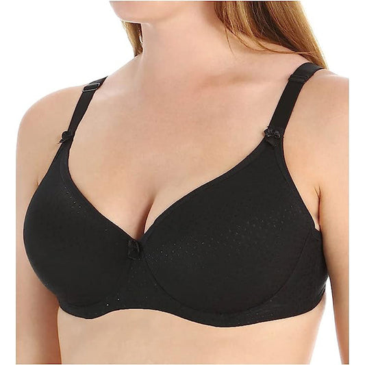 Carnival  Full Figured Seamless Jacquard Dots Bra Black 40DD