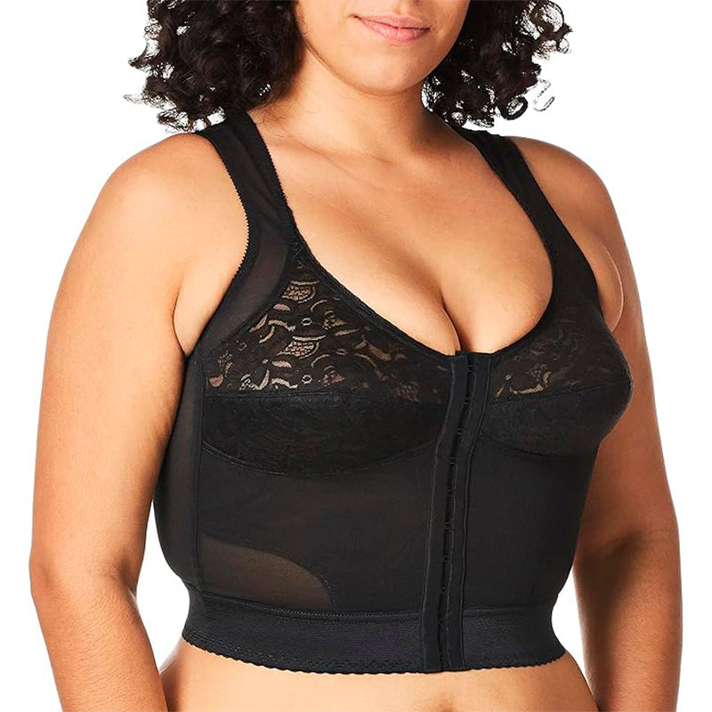 Carnival Women's Front Closure Longline Posture Support Bra Black 42DD