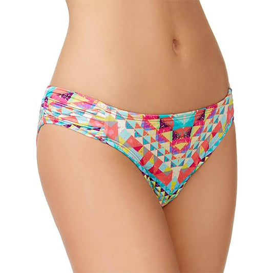 Bar III Ruched Side-Tab Hipster Bikini BottomSkylar Geometric S