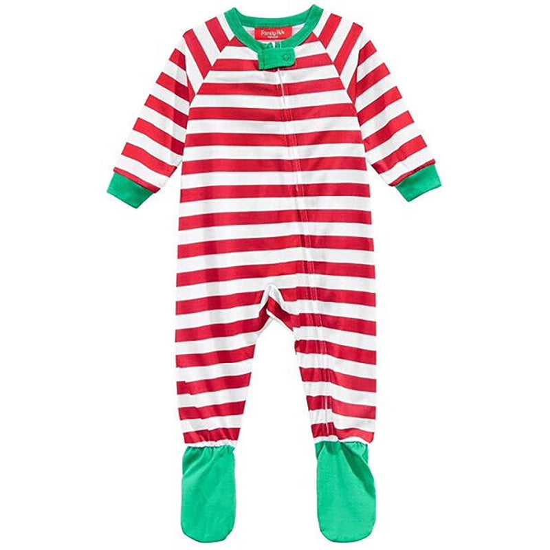 Family Pajamas Unisex Kid's Footed Pajamas Holiday Stripe Red 18 M