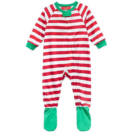 Family Pajamas Unisex Kid's Footed Pajamas Holiday Stripe Red 18 M
