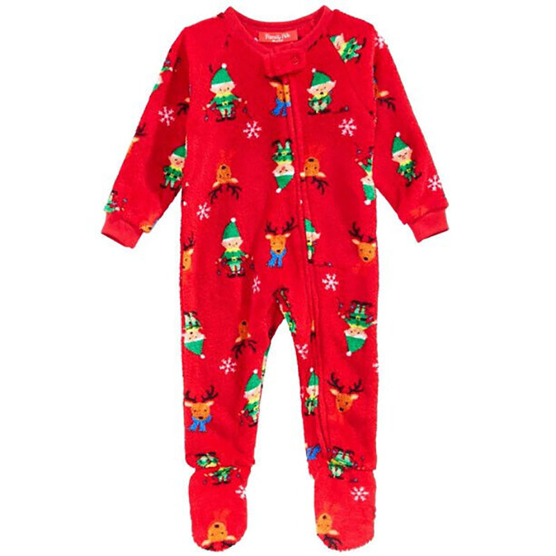 Family Pajamas Unisex Kid's Footed Pajamas Elf 18M Red