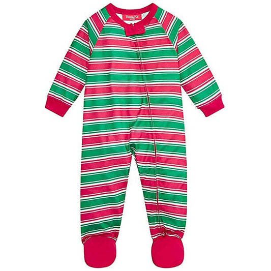 Family Pajamas Unisex Kid s Footed Pajamas Crushed It Red and Green Stripe 18 M