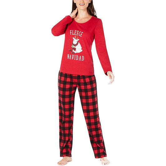 Family Pajamas Matching Women's Fleece Navidad Pajama Set Red XL