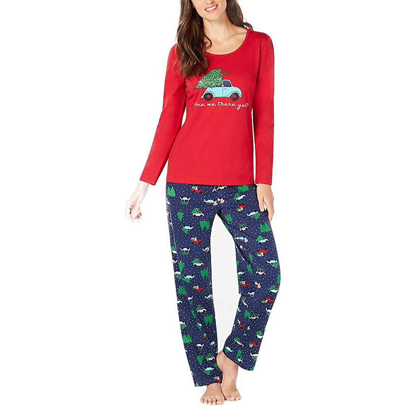 Family Pajamas Matching Women's are We There Yet Pajama Set Red S