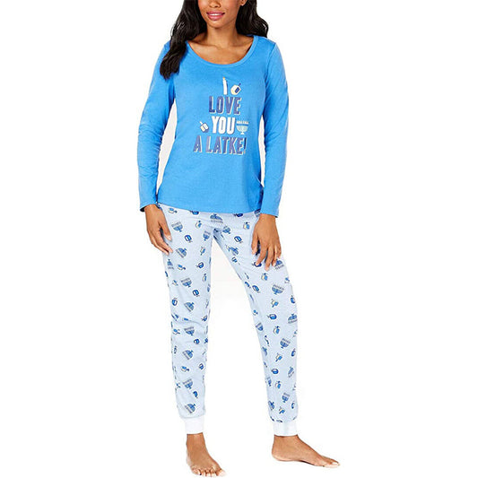 Family Pajamas Matching Love You A Latke Pajama Set Blue XXL