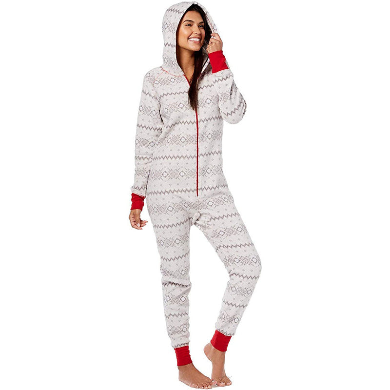 Family Pajamas Matching Women's Winter Fairisle Hooded One-Piece 2X Gray