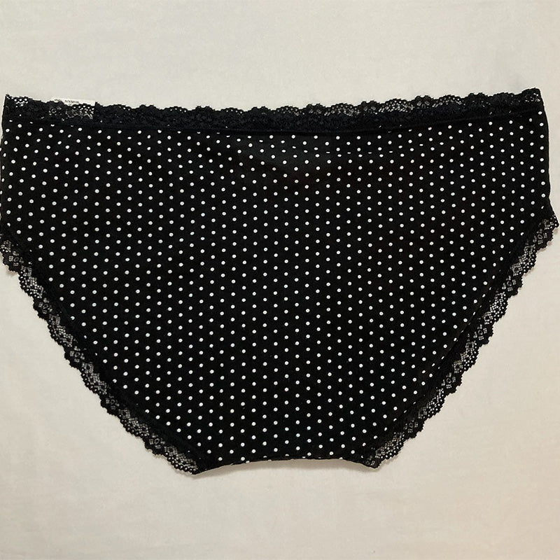 Jenni Lace Trim Hipster Underwear Black Dot 3XL
