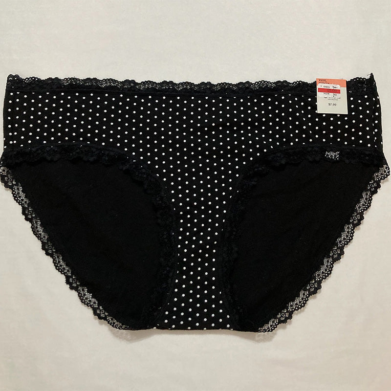 Jenni Lace Trim Hipster Underwear Black Dot 3XL