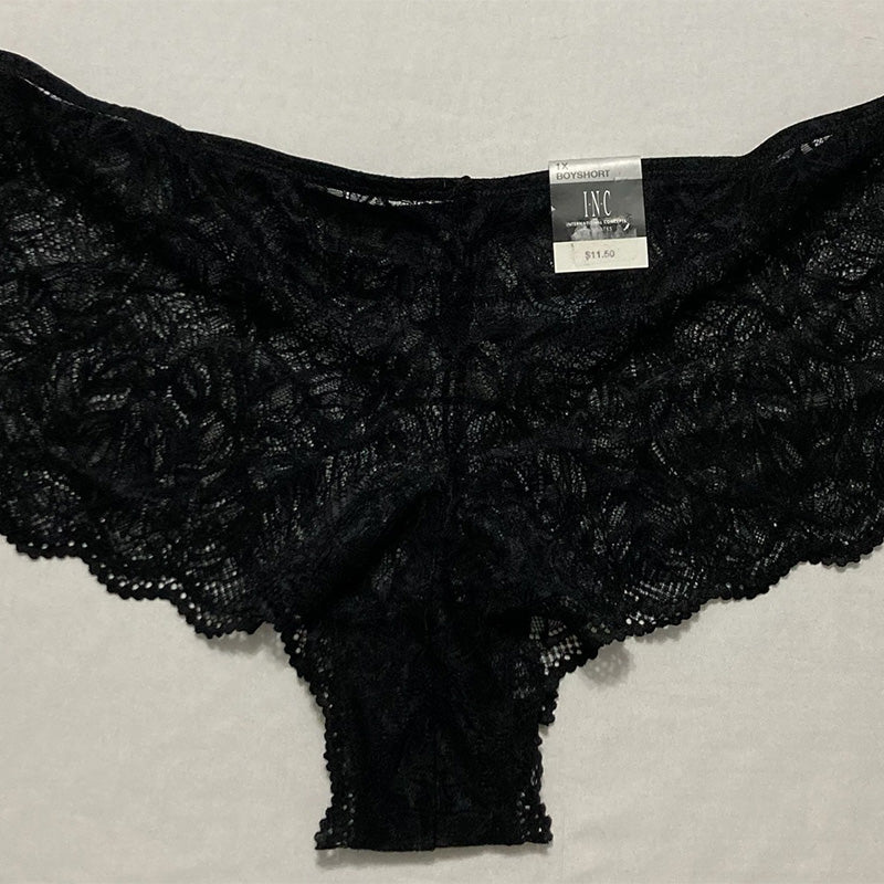 INC Plus Lace Boyshort Panty 1X Deep Black