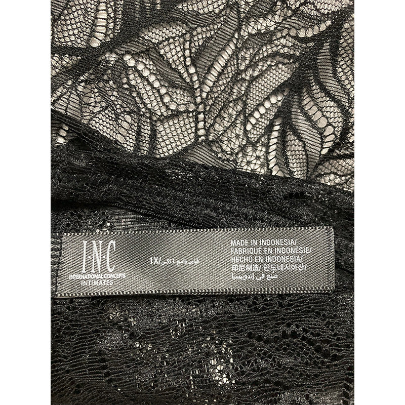 INC Plus Lace Boyshort Panty 1X Deep Black
