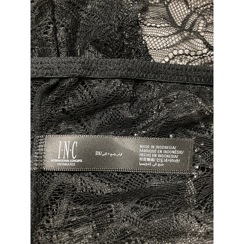 INC Plus Lace Boyshort Panty 3X Deep Black