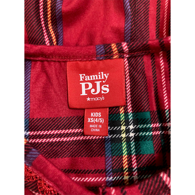 Family Pajamas Christmas Plaid Notched Collar Flannel Pajama Set Kids 4/5