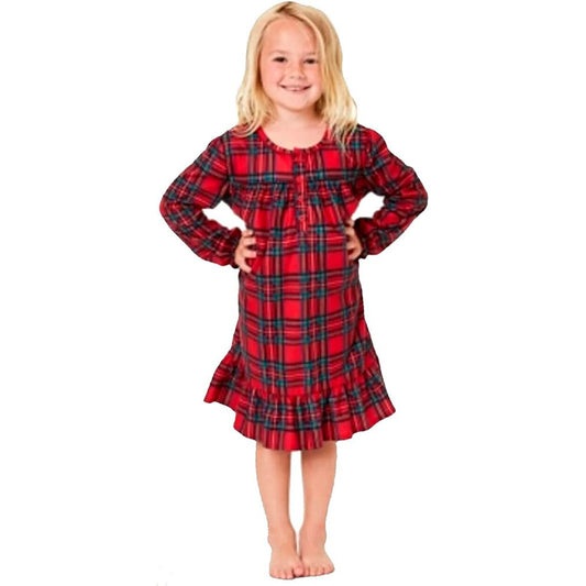 Family Pajamas Christmas Plaid Notched Collar Flannel Pajama Set Kids 4/5