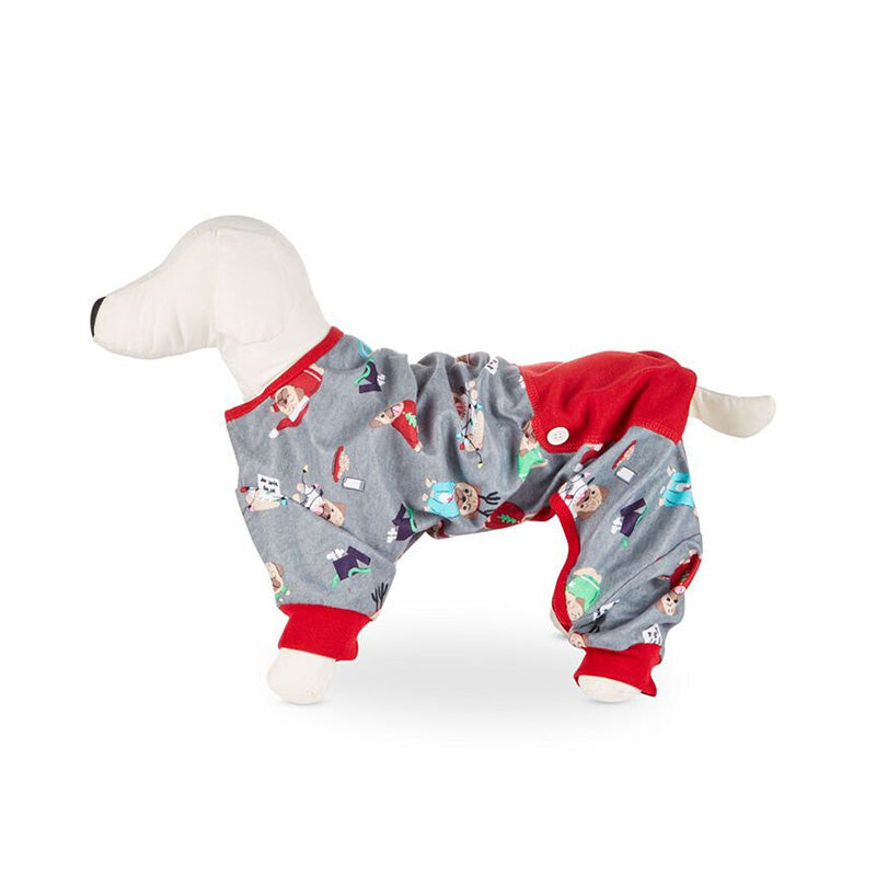 Family Pajamas Matching Happy Pawlidays Pet Pajamas Gray 2XL