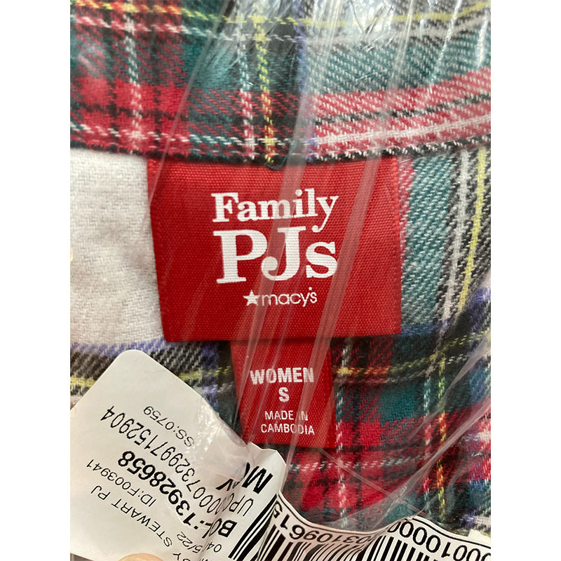 FAMILY PJs Elastic Band Plaid Long Sleeve Pajama Set Multicolor S