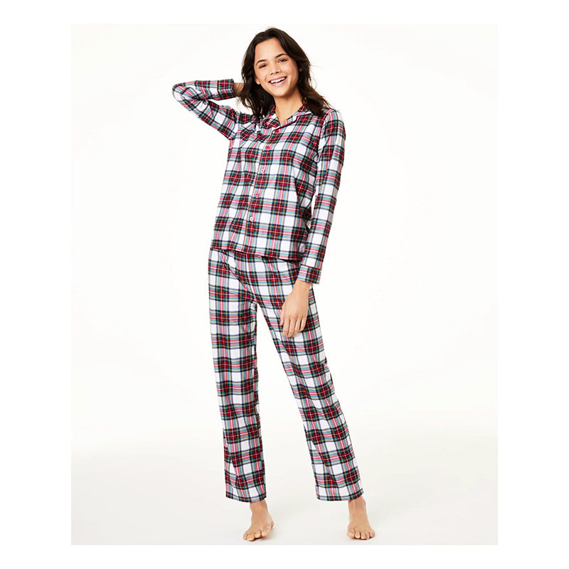 FAMILY PJs Elastic Band Plaid Long Sleeve Pajama Set Multicolor S