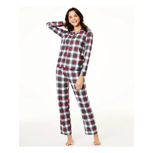 FAMILY PJs Elastic Band Plaid Long Sleeve Pajama Set Multicolor S