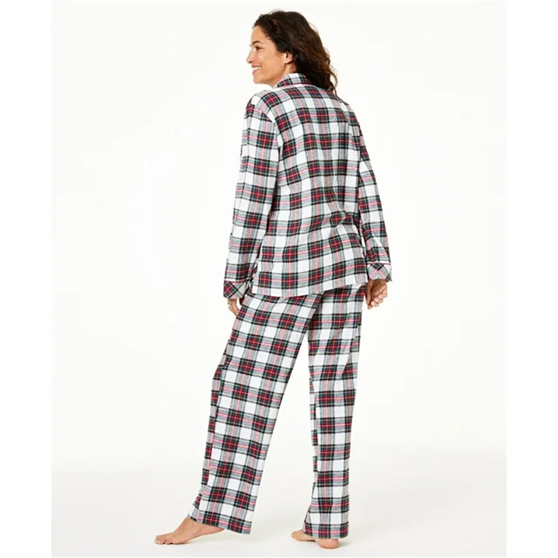 FAMILY PJs Elastic Band Plaid Long Sleeve Pajama Set Multicolor S