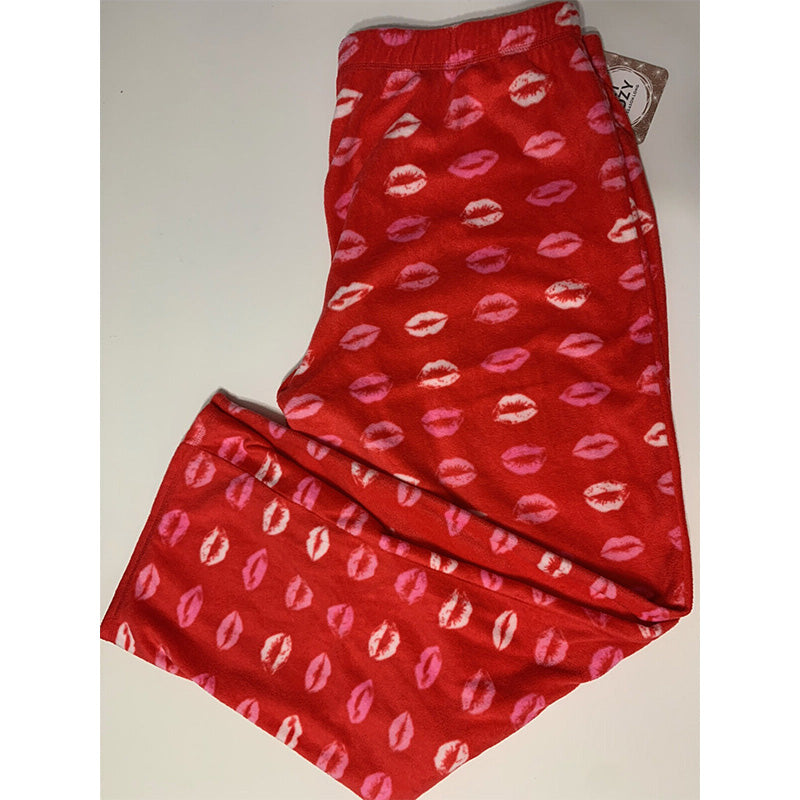 Jenni by Jennifer Moore Printed Fleece Only Pajama Pants Red Lipstick XL