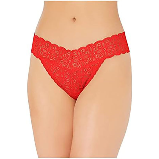 Jenni Women Lace Thong Plus Underwear One Size Med Red