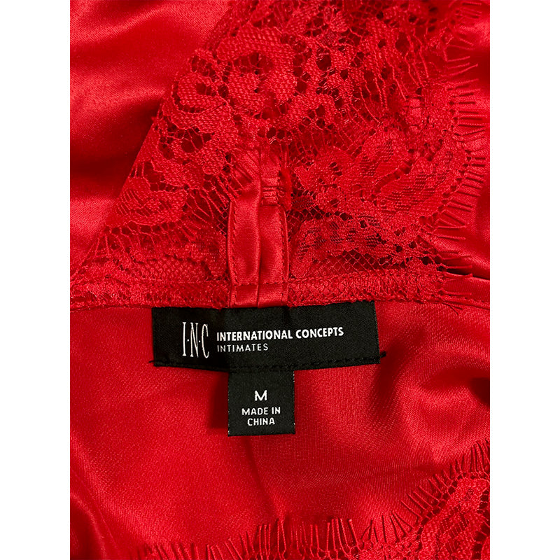 INC Lace-Trim Tank Top & Shorts Pajama Set Red M