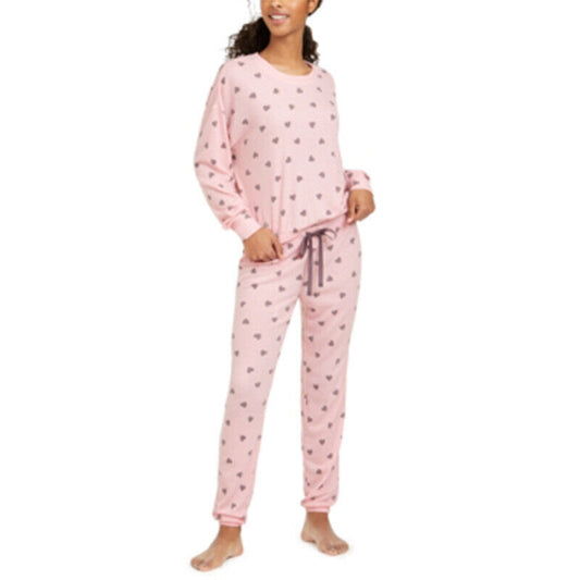 Jenni Printed Knit Pajama Set Pink Lounge Hearts XL