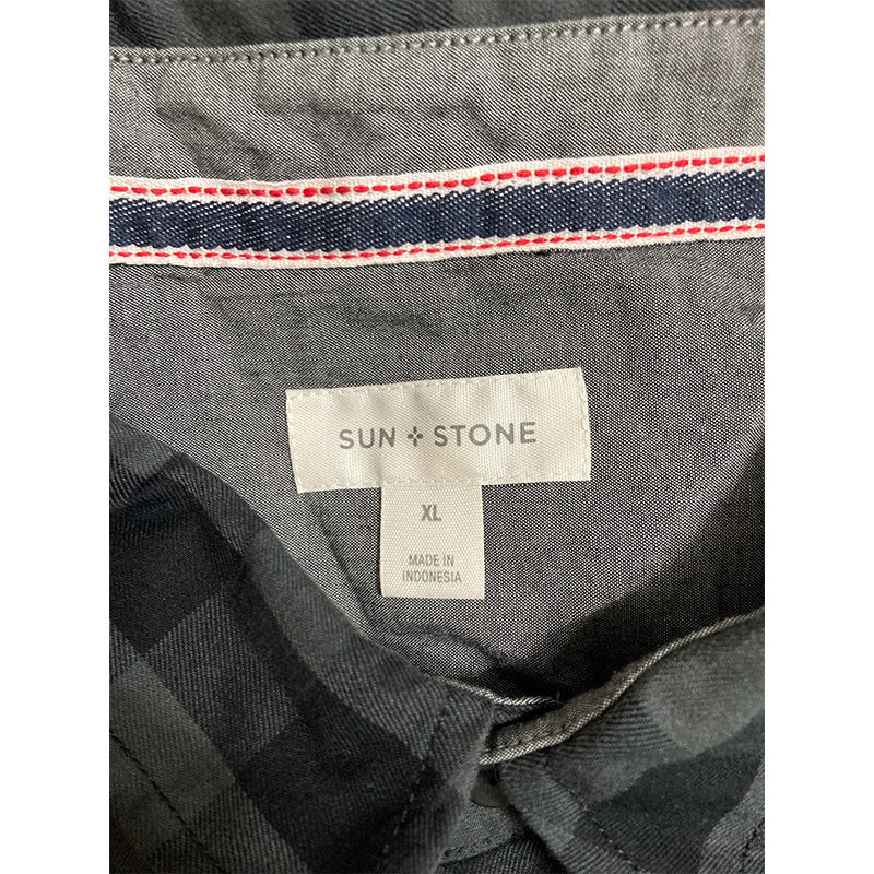 Sun + Stone Men's Rama Check Shirt Black XL